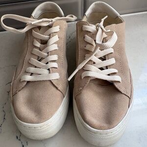 Soludos Shoes Womens Size 8 Ibiza Tan Suede Platform Comfort Classic Cottagecore